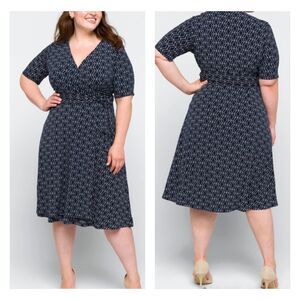 NWT - 41 HAWTHORN Kaitlyn Surplice Dress, Navy, Sz 1X